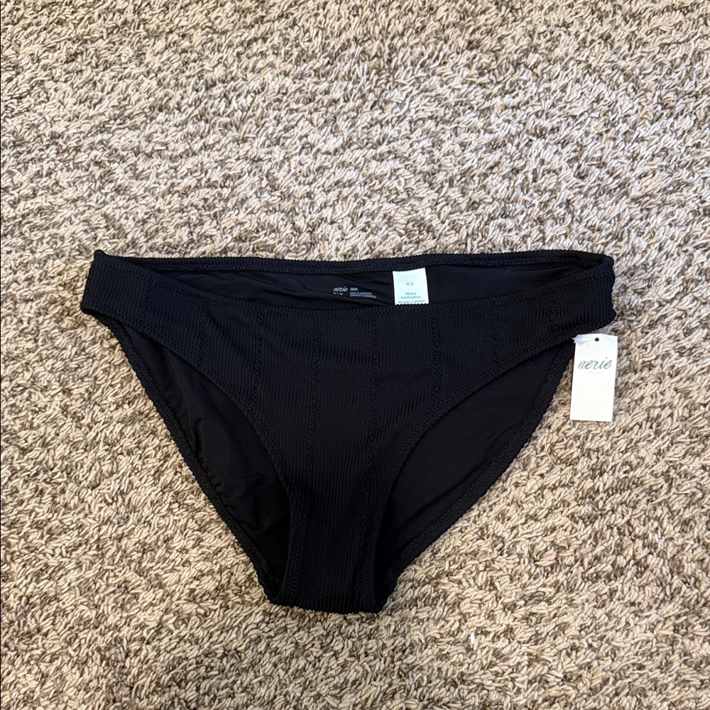 Aerie Ribbed Black Bikini Bottom